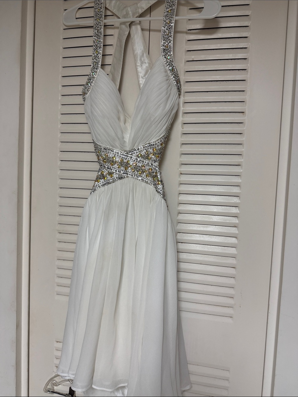 Ivory One-Shoulder Beaded Cocktail Dress